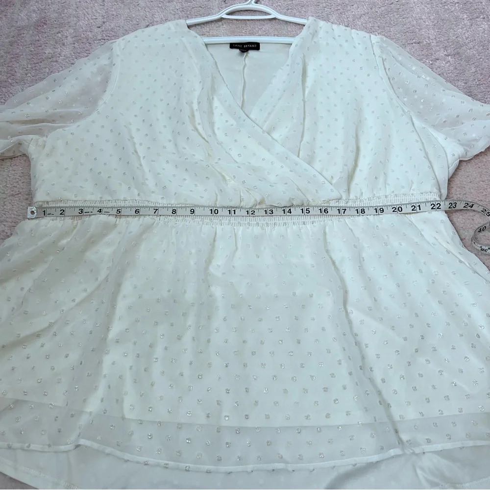 Lane Bryant Elegant Cream Long Sleeve Blouse High Low Hem Size 22/24 Office Boho - Picture 8 of 11